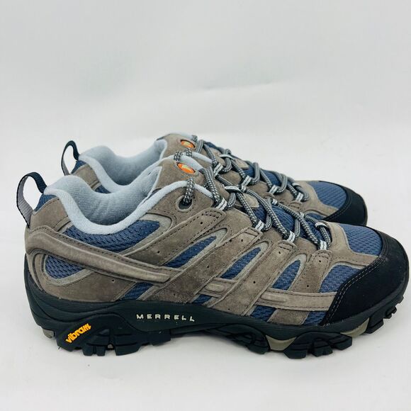 MERRELL WOMEN MOAB 2 VENTILATOR J06014W "SMOKE/BLUE" HIKING SHOES SZ 7.5 - Picture 1 of 5